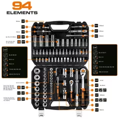 Neo Tools Dugókulcs Készlet 1/2" - 1/4" 94R.
