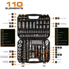 Neo Tools Dugókulcs Készlet 1/4-1/2" 110R. 4-32 mm
