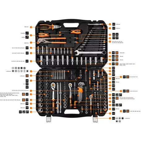 NEO TOOLS Dugókulcs Készlet 1/2"-3/8"-1/4" 233R. 
