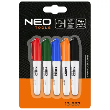 NEO TOOLS Jelölöfilc Mini 5 Szin/Cs. Vízálló Blisz 