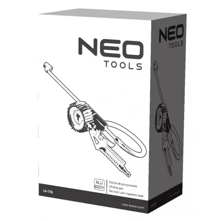 NEO TOOLS Kerékfúvató Pisztoly Mérővel 12Bar Hossz