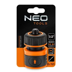 NEO TOOLS Tömlő Csatlakozó 1/2" Két Komp. Stop