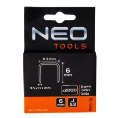 NEO TOOLS Tűzőkapocs 6 mm 2000 db J-Tip 