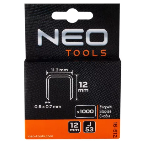 NEO TOOLS Tűzőkapocs 12 mm 1000 db J-Tip 