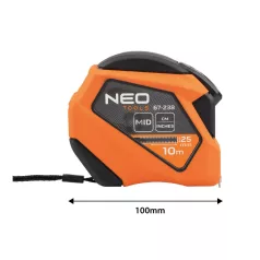 NEO TOOLS Mérőszalag 10M/25 mm Acél Mágn.Auto.Rögz 