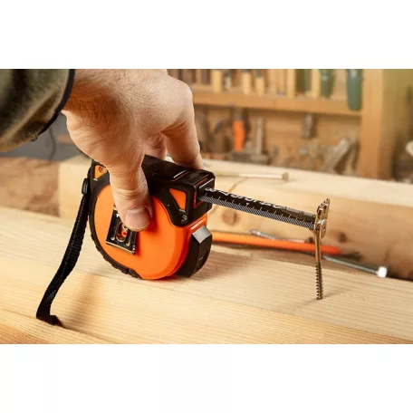 NEO TOOLS Mérőszalag 5M/25 mm Erős.Mágn.Autos.+Rögz Fekete