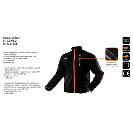 NEO TOOLS Munkaruha Polár Dzseki 500-Xl/56 Fekete