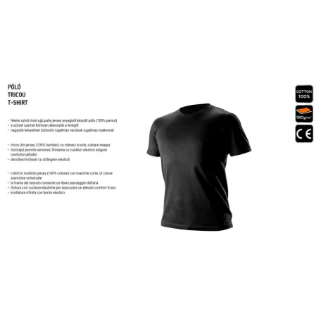 NEO TOOLS Munkaruha Póló Fekete 100% Pamut Ce
