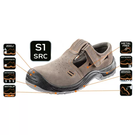 NEO TOOLS Munkaszandál Velúrbőr S1 Src Méret:46