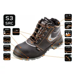 NEO TOOLS Munkabakancs Bőr Bélelt Vizálló M:39 S3