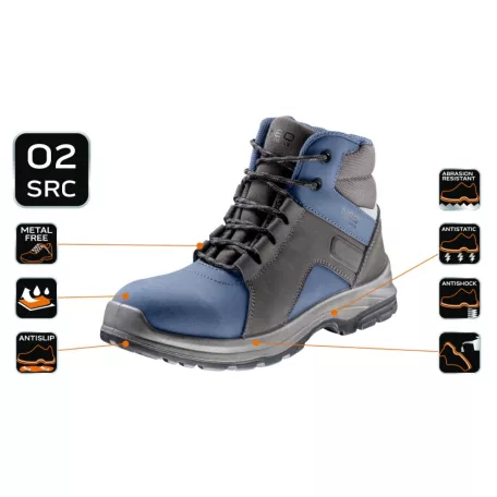 NEO TOOLS Munkabakancs O2 Szürke-Kék Nubuk Fm.M:44