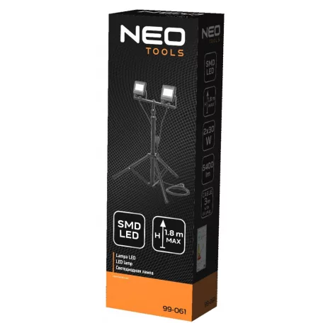 NEO TOOLS Reflektor Dupla Állván.230V/2*30W 5400Lm 1,8M